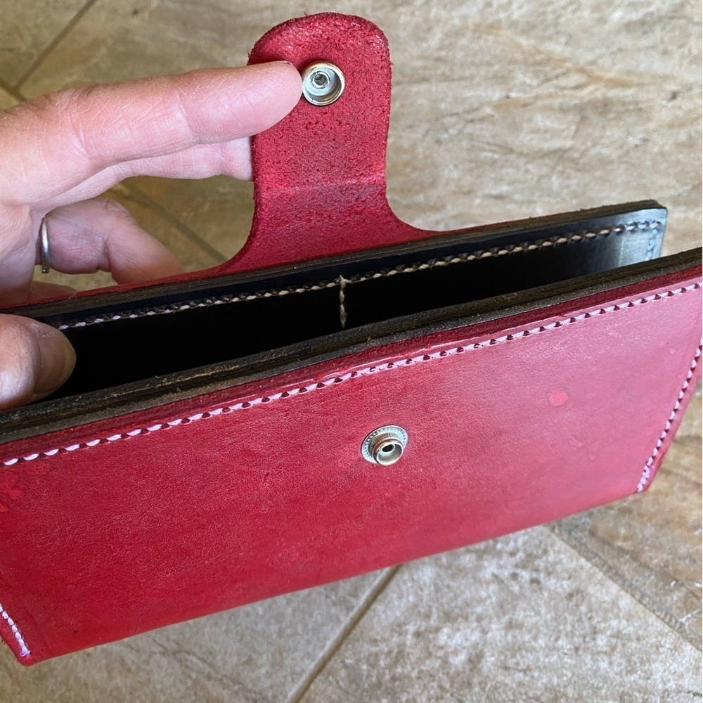 Handmade Red Leather Wallet - Picture 9 of 9